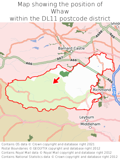 Map showing location of Whaw within DL11