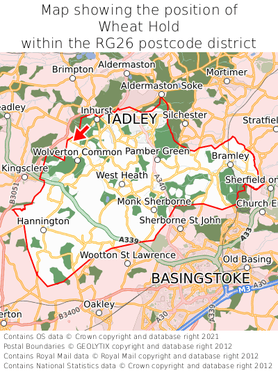 Map showing location of Wheat Hold within RG26