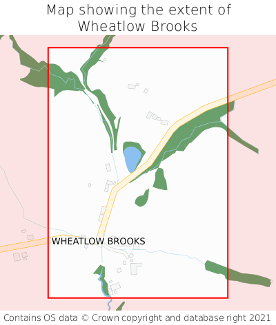 Map showing extent of Wheatlow Brooks as bounding box