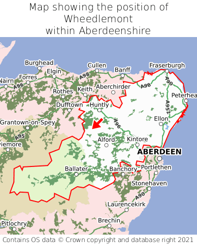 Map showing location of Wheedlemont within Aberdeenshire