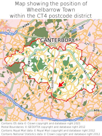 Map showing location of Wheelbarrow Town within CT4