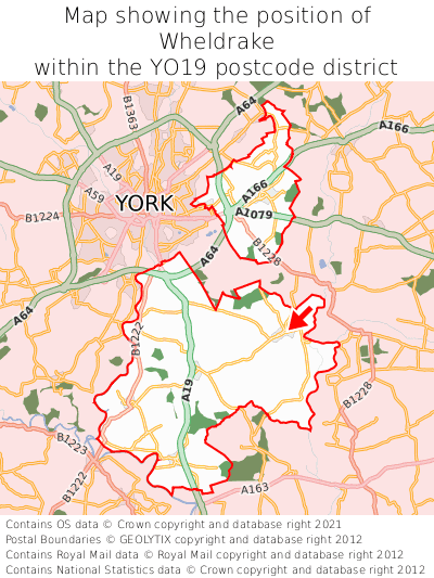 Map showing location of Wheldrake within YO19
