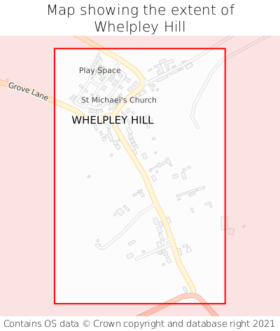 Map showing extent of Whelpley Hill as bounding box