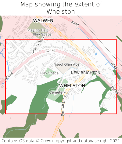 Map showing extent of Whelston as bounding box