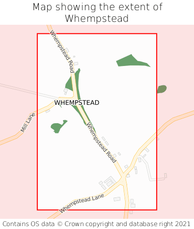 Map showing extent of Whempstead as bounding box