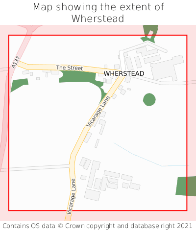 Map showing extent of Wherstead as bounding box