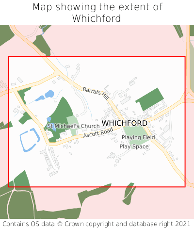 Map showing extent of Whichford as bounding box
