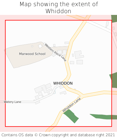 Map showing extent of Whiddon as bounding box