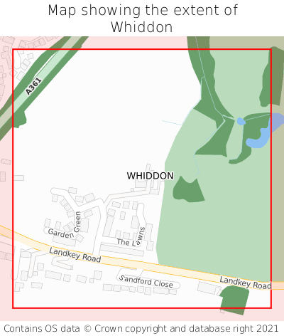 Map showing extent of Whiddon as bounding box