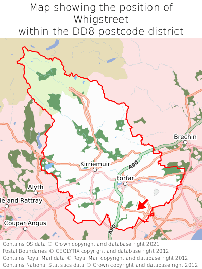 Map showing location of Whigstreet within DD8