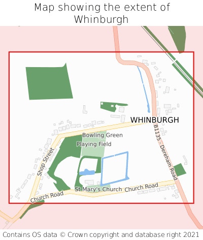 Map showing extent of Whinburgh as bounding box