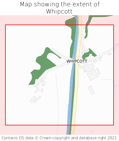 Map showing extent of Whipcott as bounding box