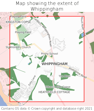 Map showing extent of Whippingham as bounding box