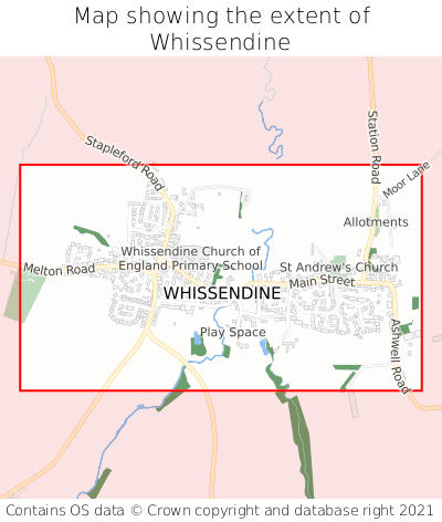 Map showing extent of Whissendine as bounding box