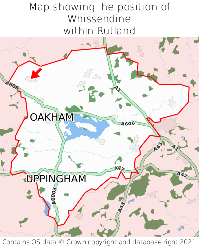 Map showing location of Whissendine within Rutland