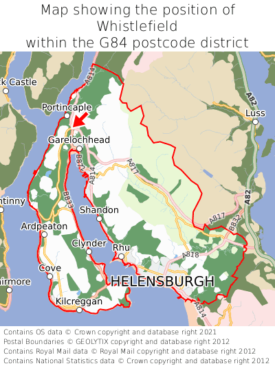 Map showing location of Whistlefield within G84