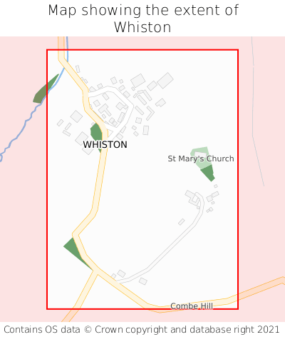 Map showing extent of Whiston as bounding box