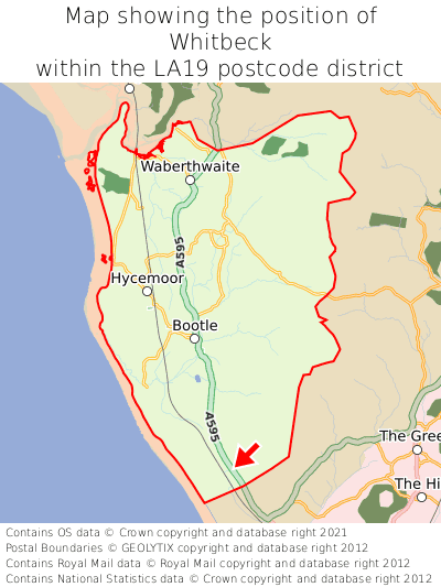 Map showing location of Whitbeck within LA19