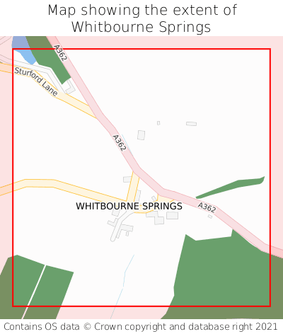 Map showing extent of Whitbourne Springs as bounding box