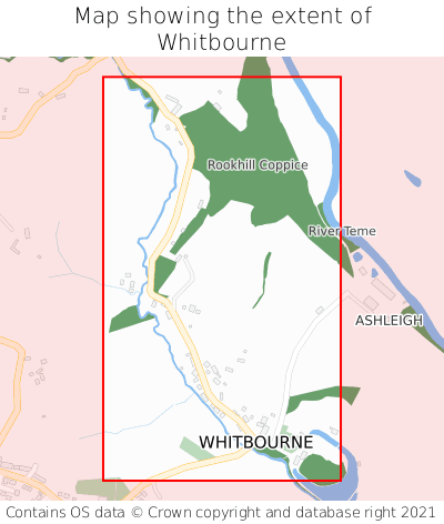 Map showing extent of Whitbourne as bounding box