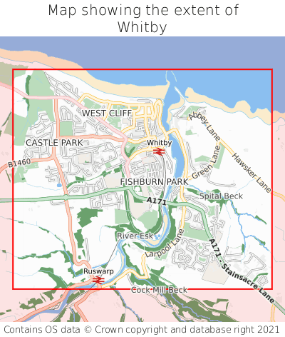 Map showing extent of Whitby as bounding box