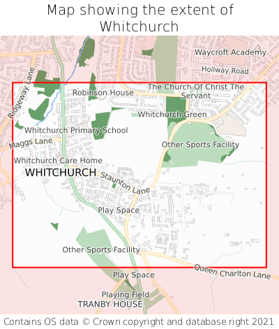 Map showing extent of Whitchurch as bounding box
