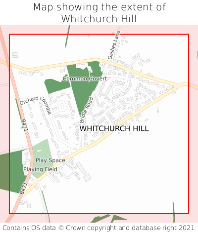 Map showing extent of Whitchurch Hill as bounding box