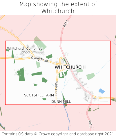 Map showing extent of Whitchurch as bounding box