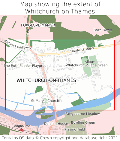 Map showing extent of Whitchurch-on-Thames as bounding box