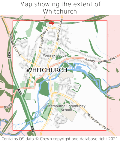 Map showing extent of Whitchurch as bounding box