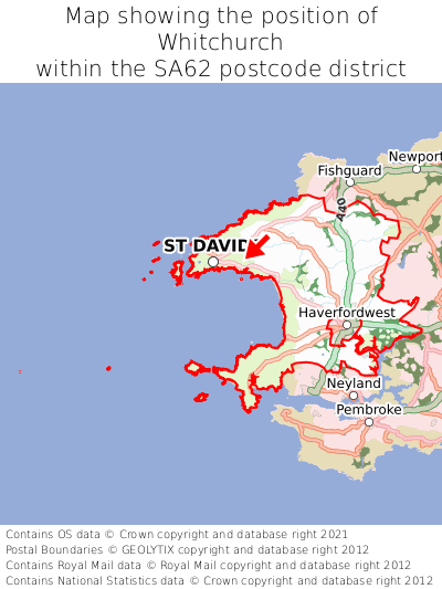 Map showing location of Whitchurch within SA62