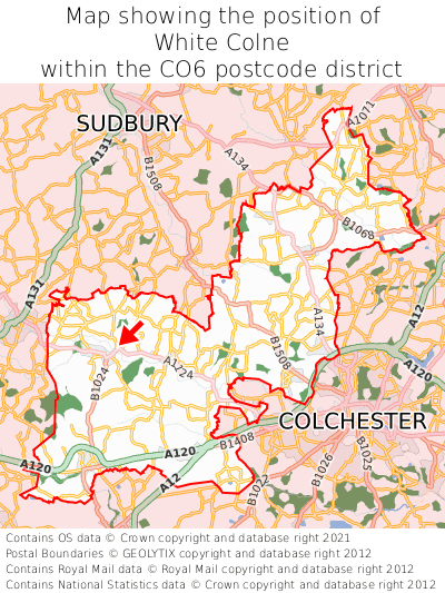 Map showing location of White Colne within CO6