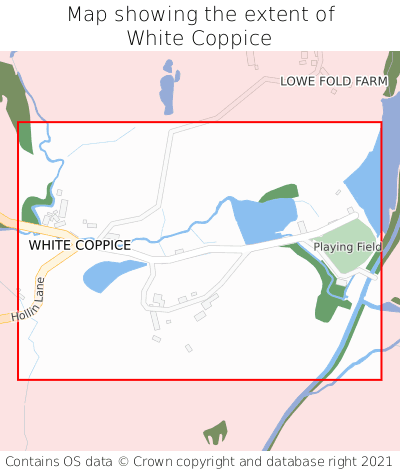 Map showing extent of White Coppice as bounding box