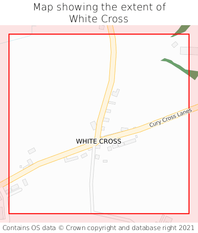 Map showing extent of White Cross as bounding box