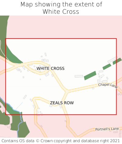 Map showing extent of White Cross as bounding box