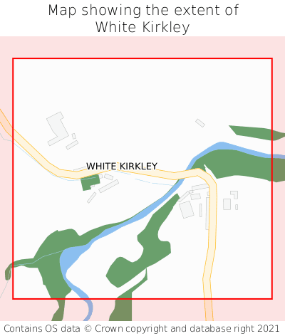 Map showing extent of White Kirkley as bounding box