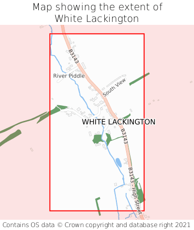 Map showing extent of White Lackington as bounding box