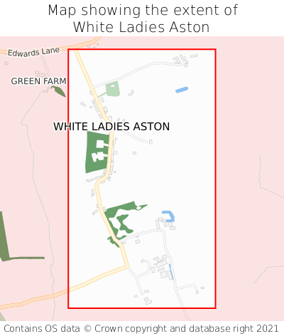 Map showing extent of White Ladies Aston as bounding box