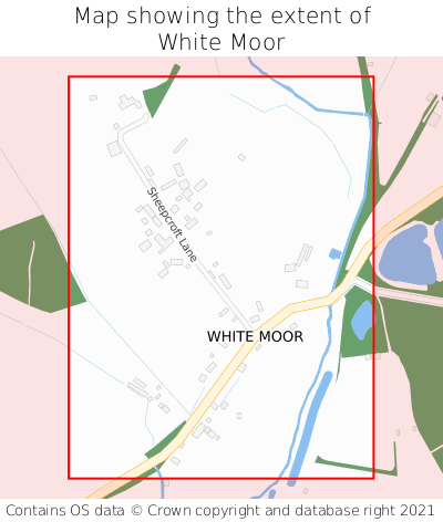 Map showing extent of White Moor as bounding box