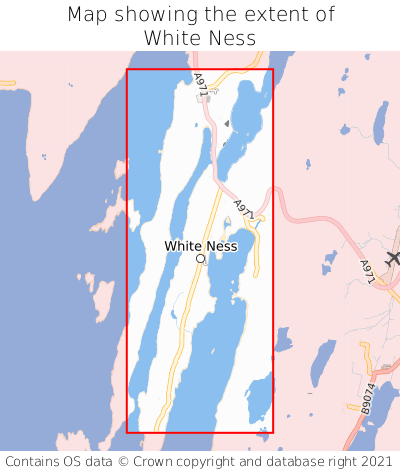 Map showing extent of White Ness as bounding box