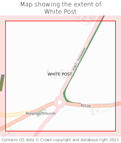 Map showing extent of White Post as bounding box