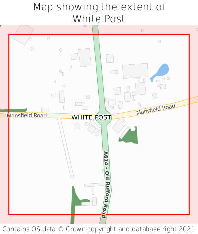 Map showing extent of White Post as bounding box