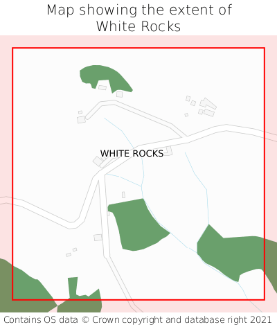 Map showing extent of White Rocks as bounding box
