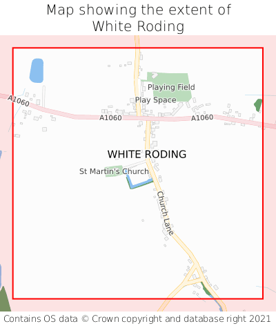 Map showing extent of White Roding as bounding box
