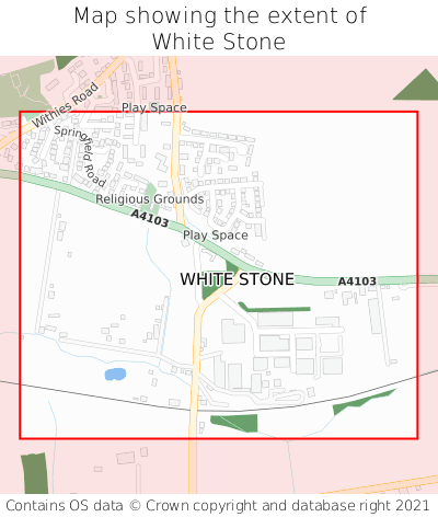 Map showing extent of White Stone as bounding box