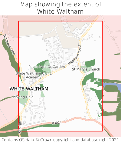 Map showing extent of White Waltham as bounding box