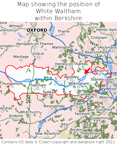 Map showing location of White Waltham within Berkshire