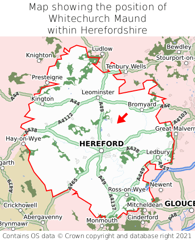 Map showing location of Whitechurch Maund within Herefordshire