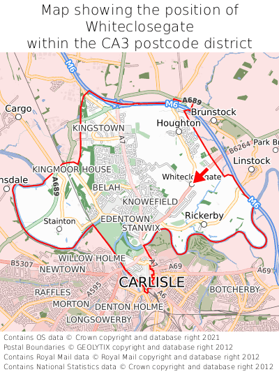 Map showing location of Whiteclosegate within CA3