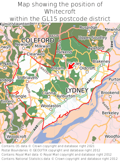 Map showing location of Whitecroft within GL15